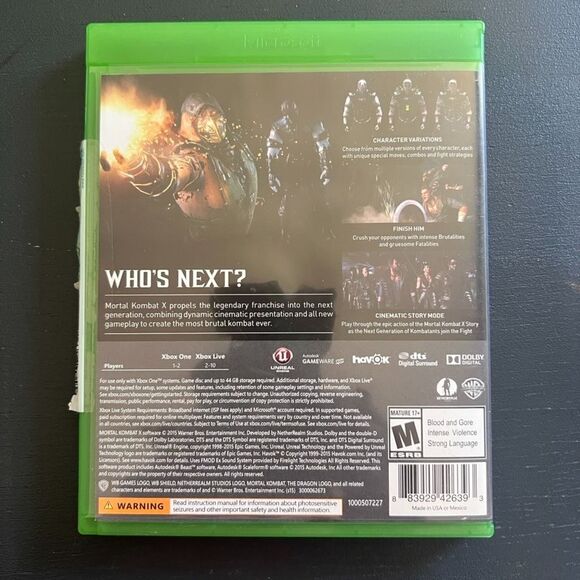 Mortal Kombat X - Microsoft Xbox One VIDEO GAME Case & Disc - Picture 2 of 3